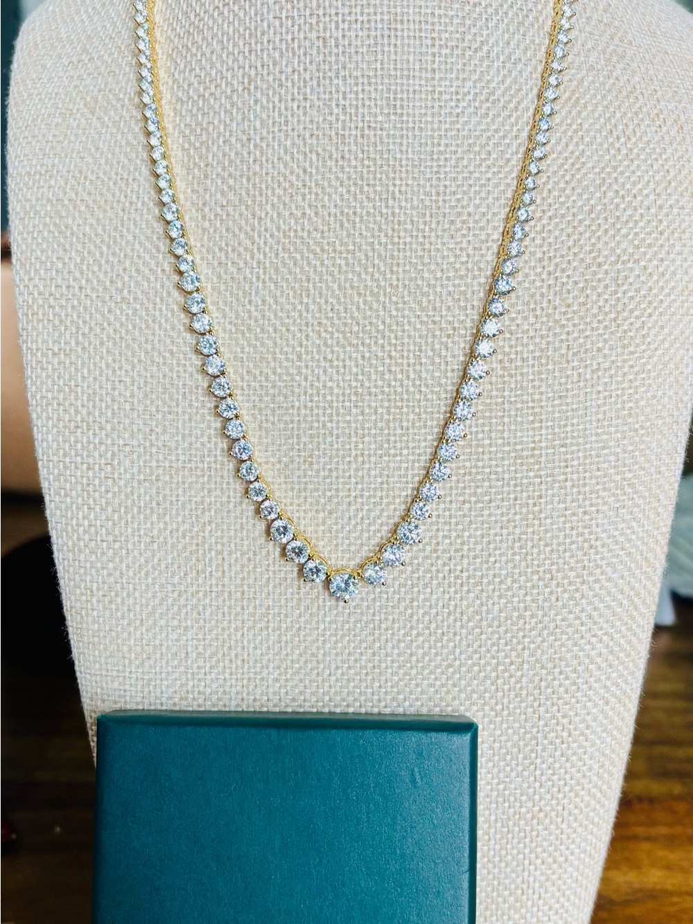 Pavoi Gold Plated Tennis Necklace with CZ Stones